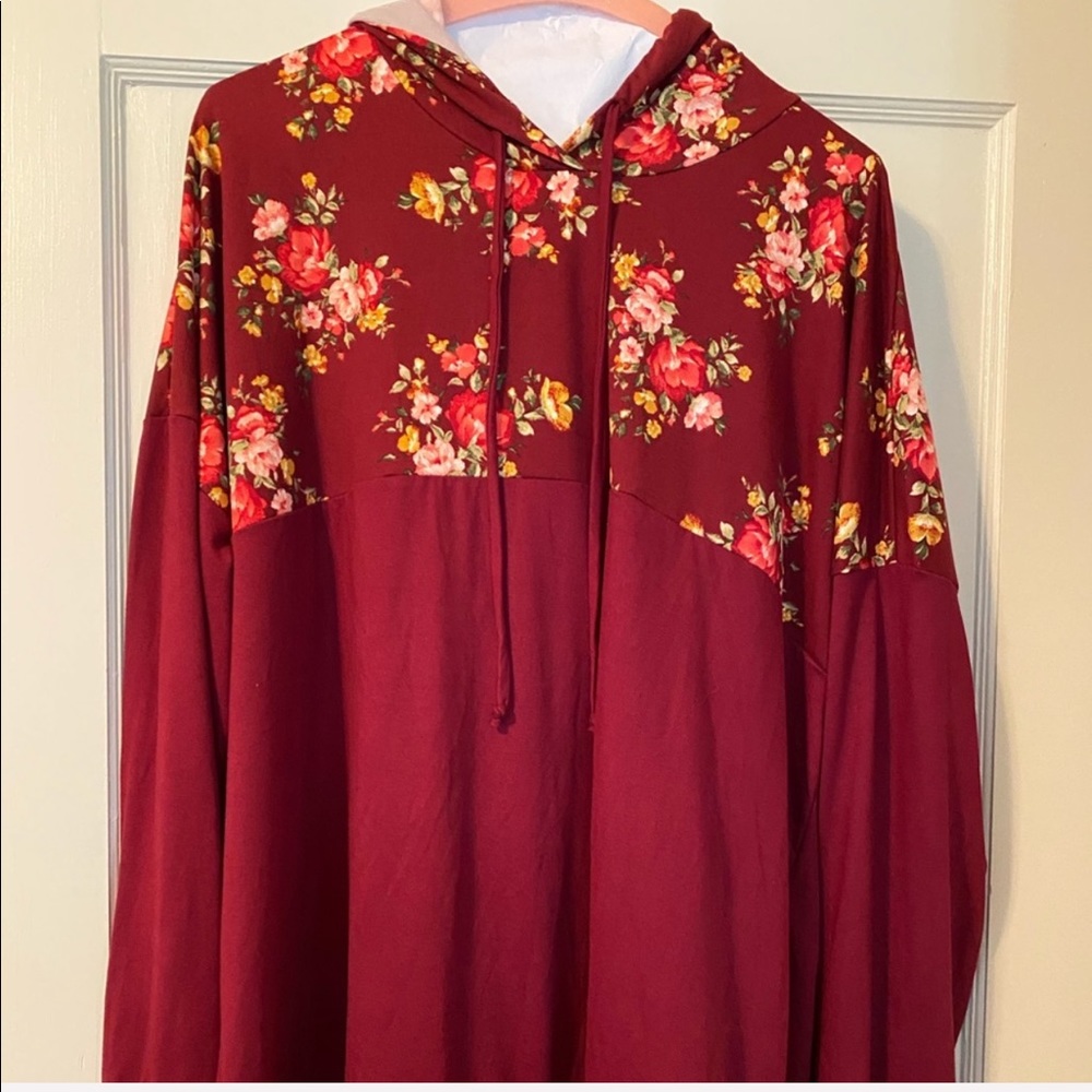 Watermelon red floral hoodie